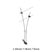 Black cable wire with mount and transparent cylinder, dimensions 310x28x10 mm, lighting component