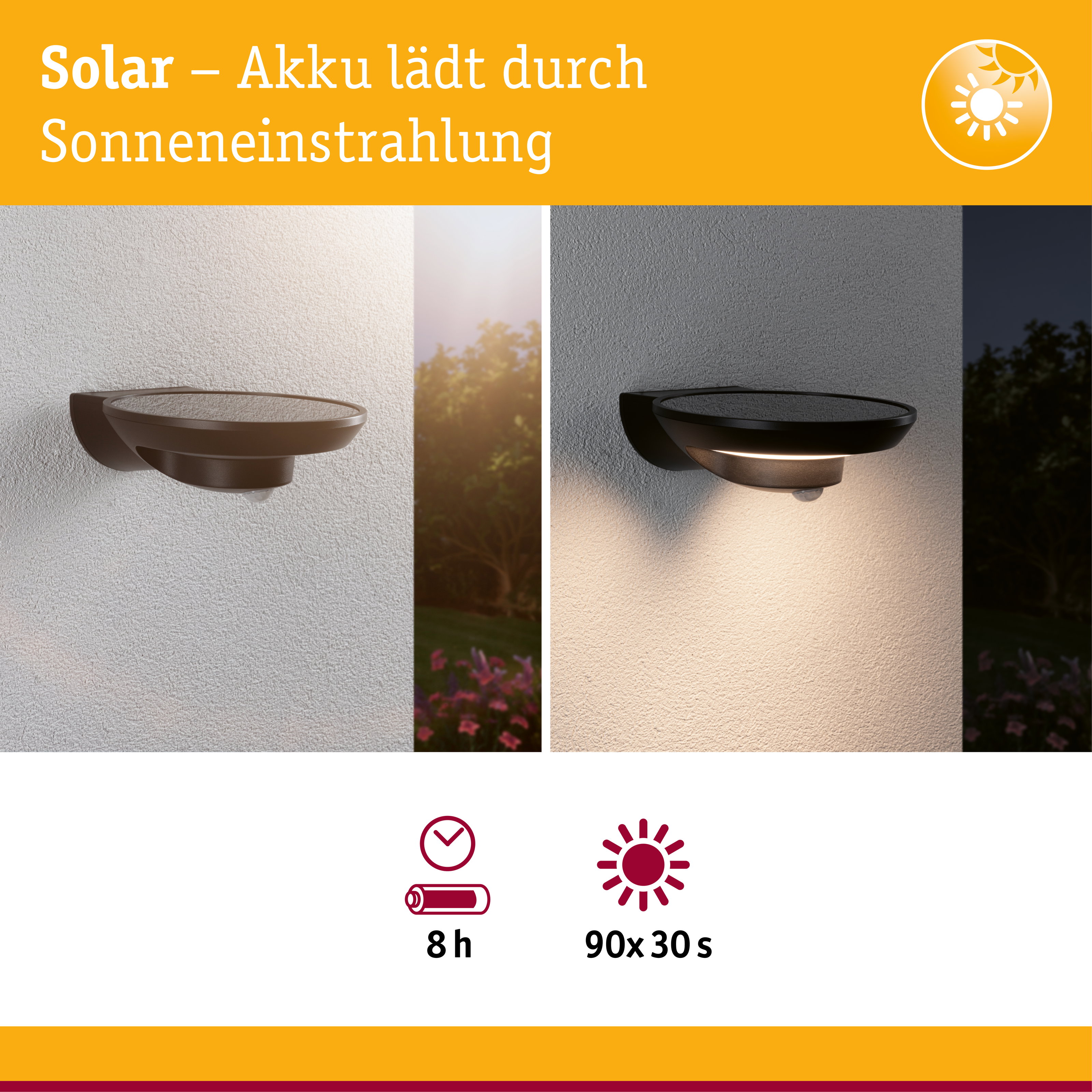 Solar LED Außenwandleuchte Bordola Dämmerungsgesteuerter Bewegungsmelder (IR) IP44 180x211mm 3000K 3,5W 220lm 3,7V Anthrazit Kunststoff