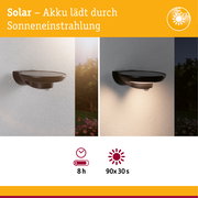 Solar LED Außenwandleuchte Bordola Dämmerungsgesteuerter Bewegungsmelder (IR) IP44 180x211mm 3000K 3,5W 220lm 3,7V Anthrazit Kunststoff