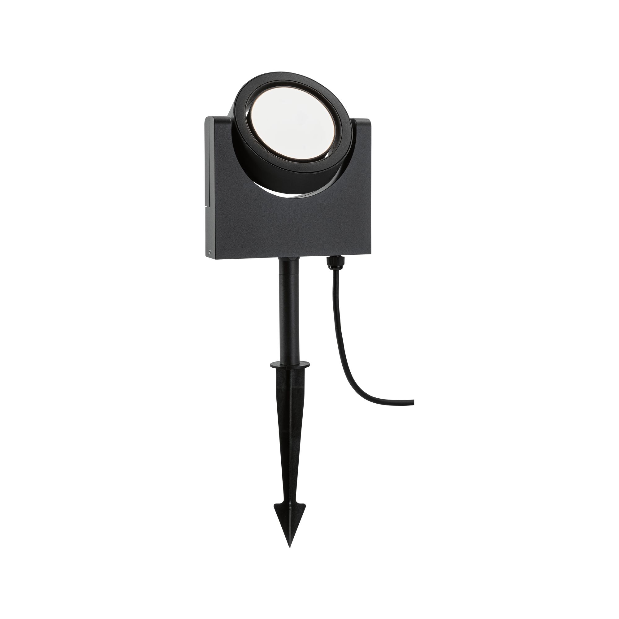 LED-tuinspots Swivea IP44 183x534mm 3000K 8W 460lm 230V Antraciet Aluminium Zwarte LED-tuinschijnwerper met kunststof grondpen voor buitenverlichting en tuinlicht