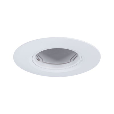 Rund hvid indbygningsspot i plastik til dæmpbare LED-pærer, moderne design.