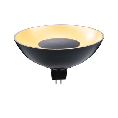 Black LED reflector lamp with yellow inner reflector and GU5.3 base for energy-saving lighting