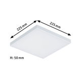 Plafonnier LED carré blanc en plastique, dimensions 225x225 mm et hauteur 50 mm