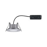 Round silver aluminum LED recessed spotlight housing with black cable for indoor lighting solutions