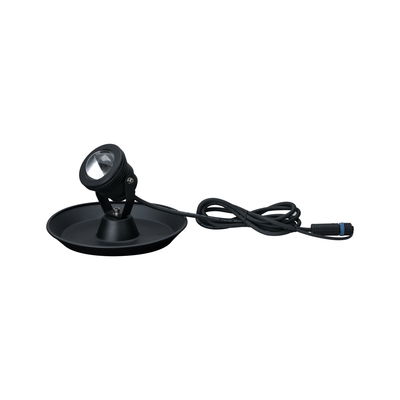 Schwarze LED-Außenleuchte mit Kabel und runder Basis aus Metall für Gartenbeleuchtung