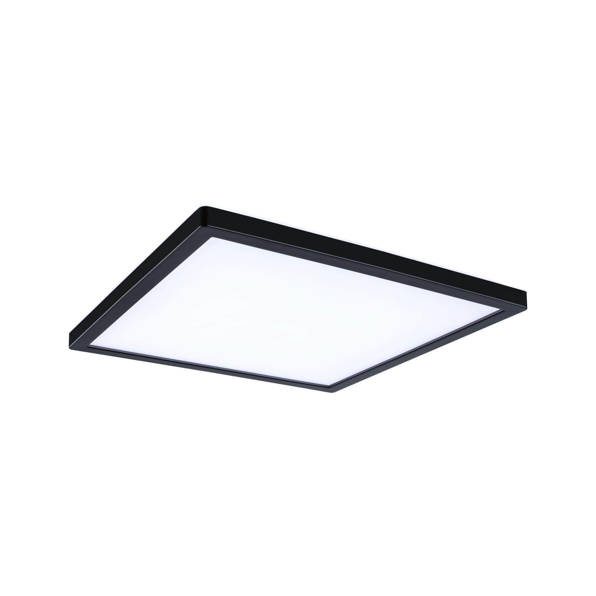 Black square LED ceiling light with white diffuser for modern room lighting