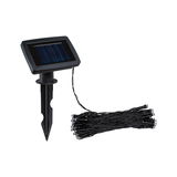 Black solar light with ground stake and LED string for energy-saving outdoor lighting