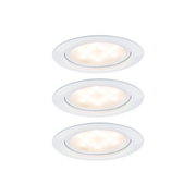 Trois spots encastrés LED blancs avec lumière blanc chaud et design rond pour éclairage intérieur moderne