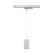 Moderner grauer Aluminium-Pendelleuchter mit zylindrischem Design und LED-Beleuchtung für Schienensysteme