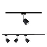 Sort metal LED-spot på sort skinne, justerbar til moderne indendørsbelysning