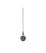 Round pendant light with smoked glass and decorative LED filament for ambient lighting