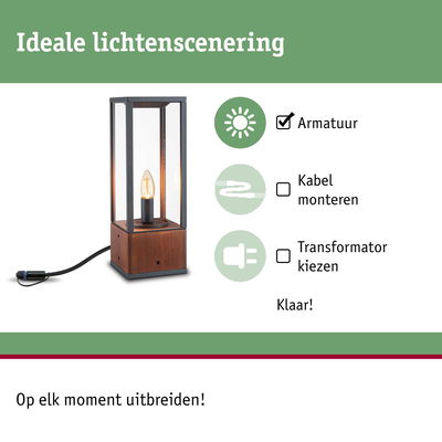 Moderne tafellamp met houten voet en glazen frame, energiezuinige LED-verlichting, binnenverlichting