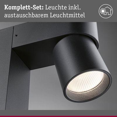 Schwarze LED-Außenwandleuchte mit austauschbarem Leuchtmittel für moderne Hausbeleuchtung