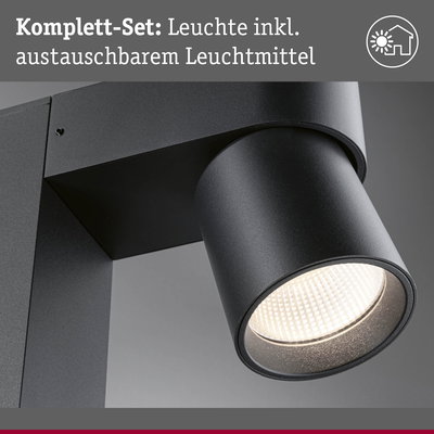 Schwarze LED-Außenwandleuchte mit austauschbarem Leuchtmittel für moderne Hausbeleuchtung