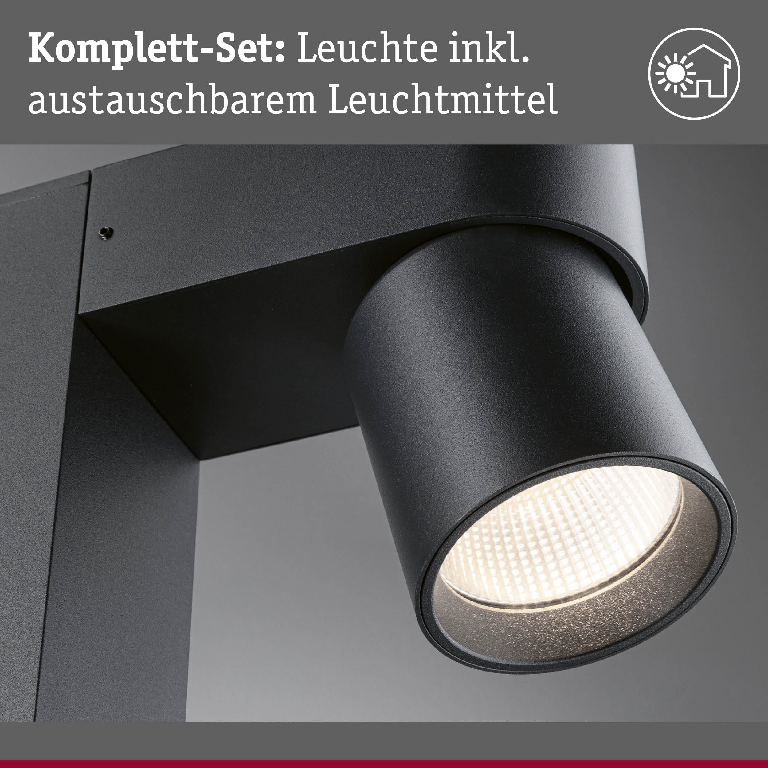 Schwarze Außenwandleuchte aus Metall mit austauschbarem Leuchtmittel für Gartenbeleuchtung