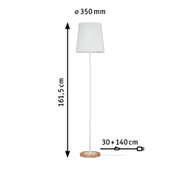 Floor lamp with white fabric shade and wooden base, 161.5 cm tall, modern home lighting