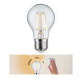 Dimmable LED light bulb with clear glass and E27 base, adjustable brightness from 10 to 100 percent