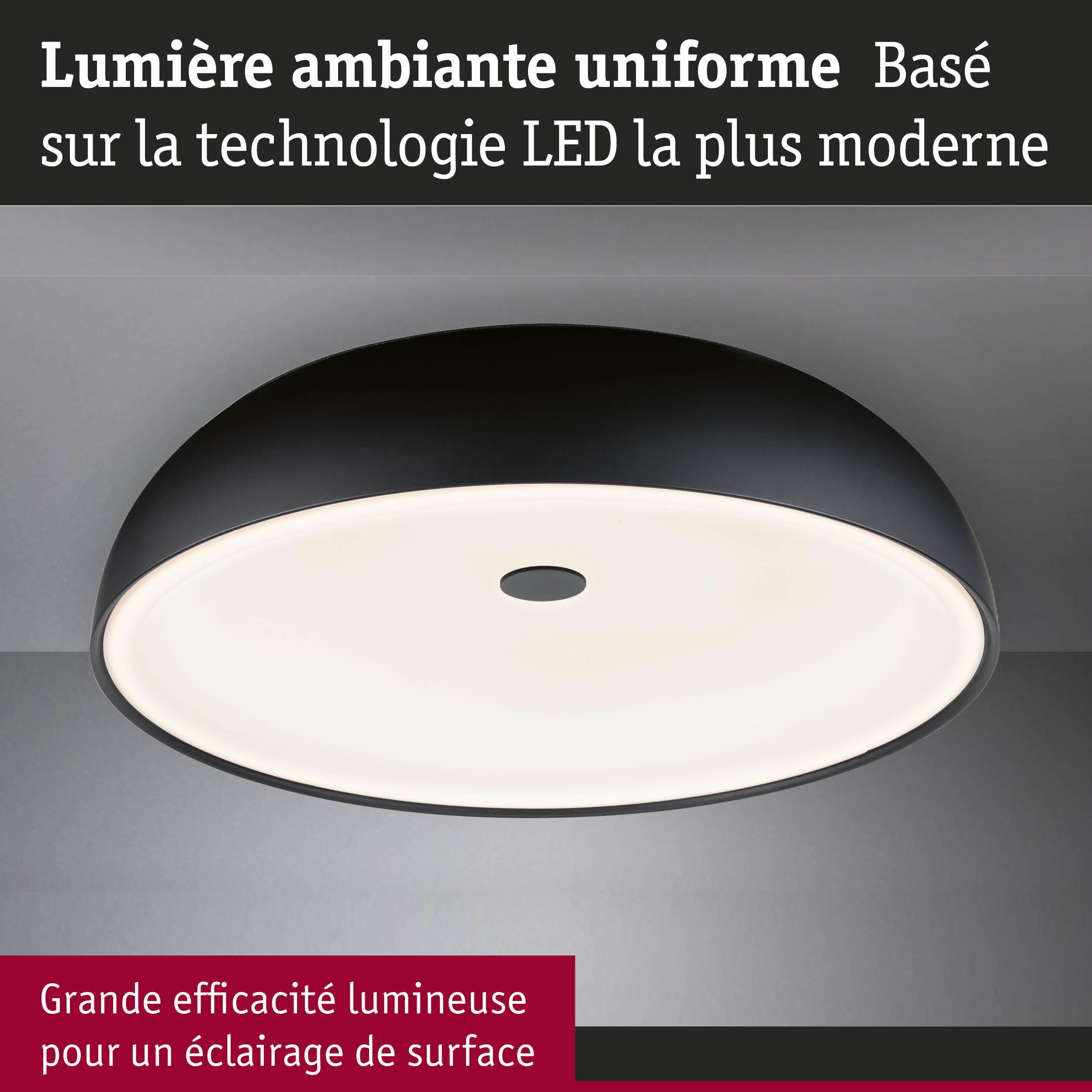 Plafonnier LED rond noir avec lumière ambiante uniforme pour un éclairage de surface efficace
