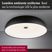 Plafonnier LED rond noir avec diffusion lumineuse uniforme pour un éclairage de surface efficace