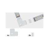 Hvide LED-strip hjørneforbindelser og 4-polet stik til fleksibel LED-strip installation