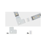 LED-Streifen Eckverbinder und 4-polige Steckverbinder in Weiß für flexible Lichtbandmontage