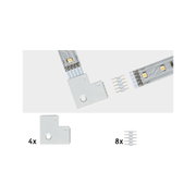 LED-Streifen Eckverbinder und 4-polige Steckverbinder in Weiß für flexible Lichtbandmontage