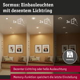 Sormus Einbauleuchten mit dezentem Lichtring in warmweiß, dimmbar mit Memory-Funktion für Wohnraumbeleuchtung