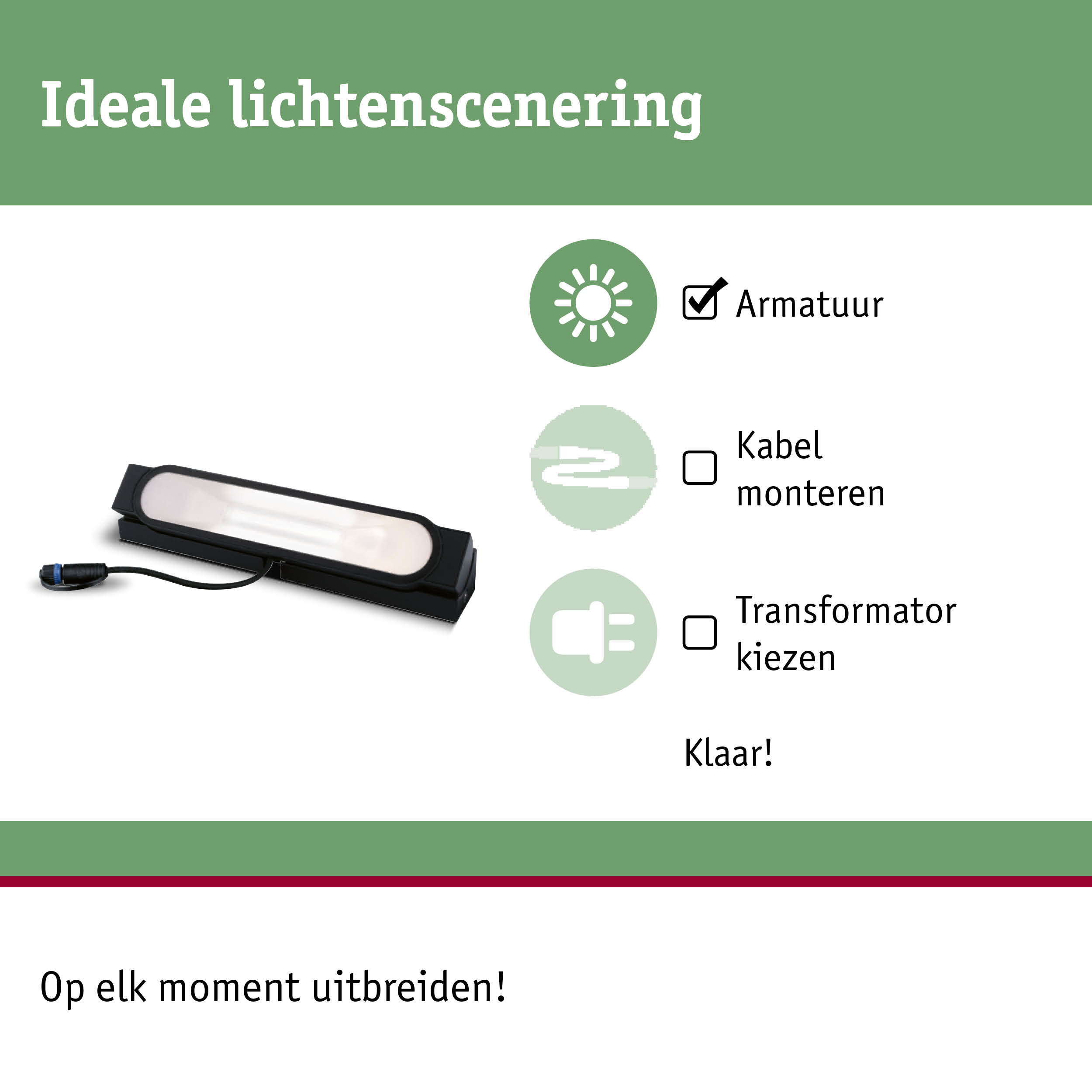 Zwarte LED-lamp met kabel voor flexibele lichtopstelling en eenvoudige montage