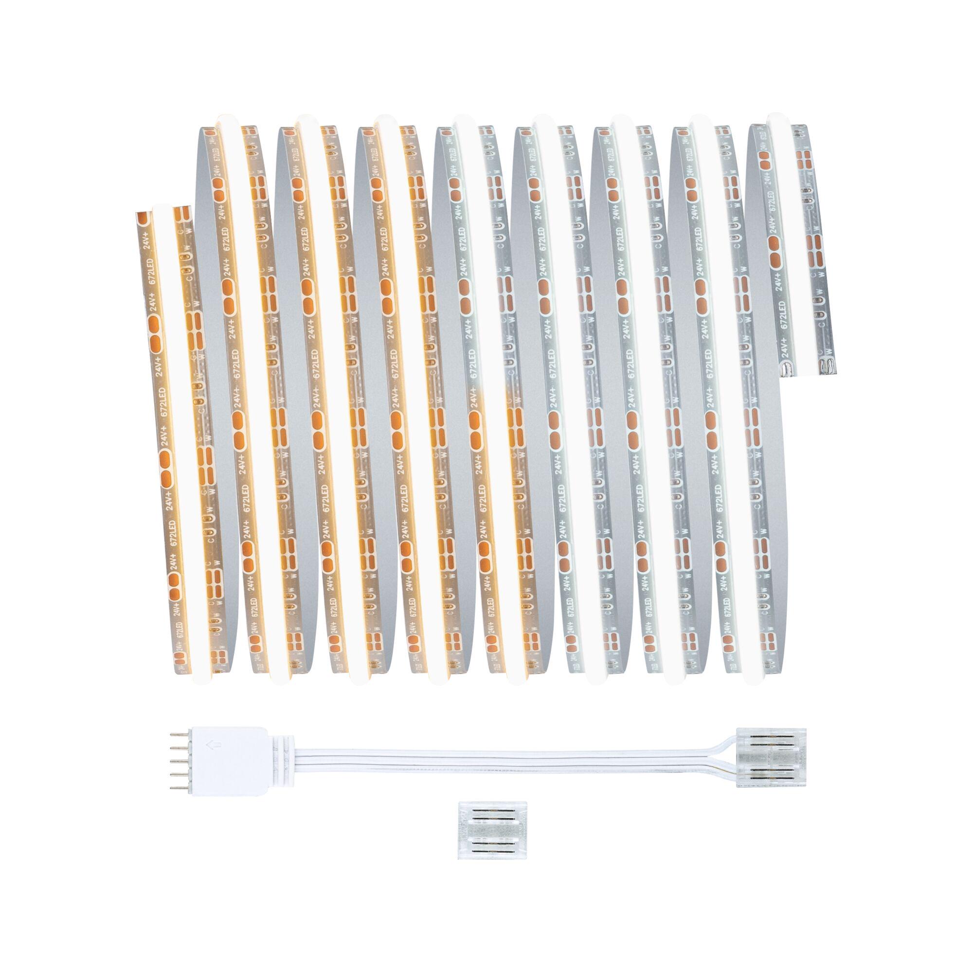 Flexible weiße LED-Lichtstreifen mit Anschlusskabel und Steckverbindern für Innenbeleuchtung