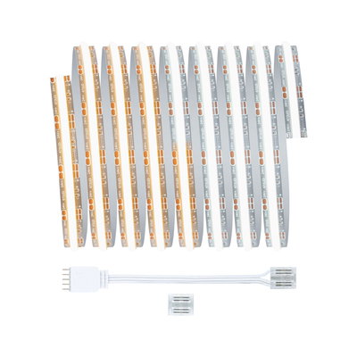 Flexible weiße LED-Lichtstreifen mit Anschlusskabel und Steckverbindern für Innenbeleuchtung