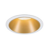 Rundes Einbau-LED-Downlight mit weißem Rahmen und goldfarbenem Reflektor für moderne Raumbeleuchtung