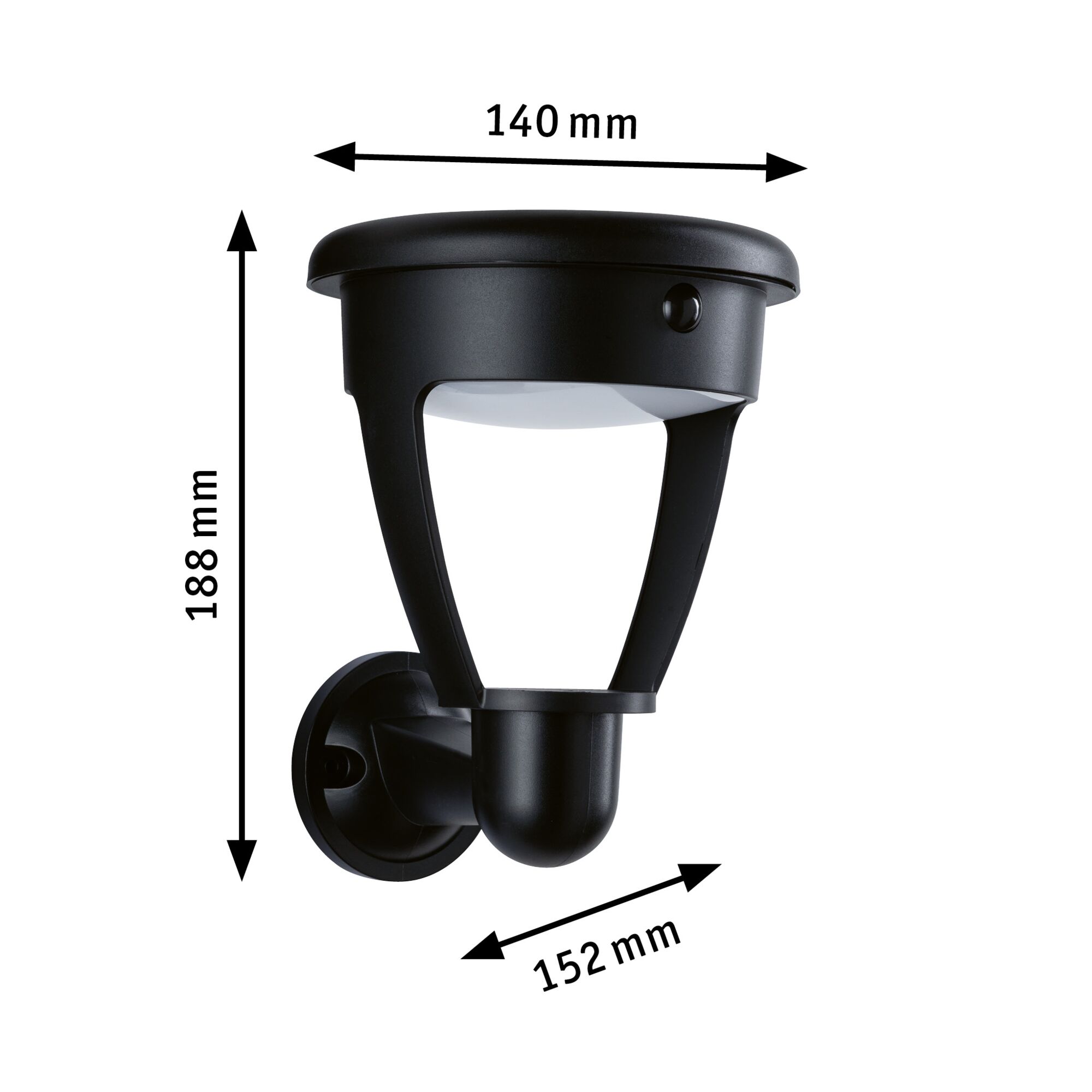 Solar LED Außenwandleuchte Ancona IP44 rund 140x188mm 3000K 4,2W 300lm 3,7V Schwarz