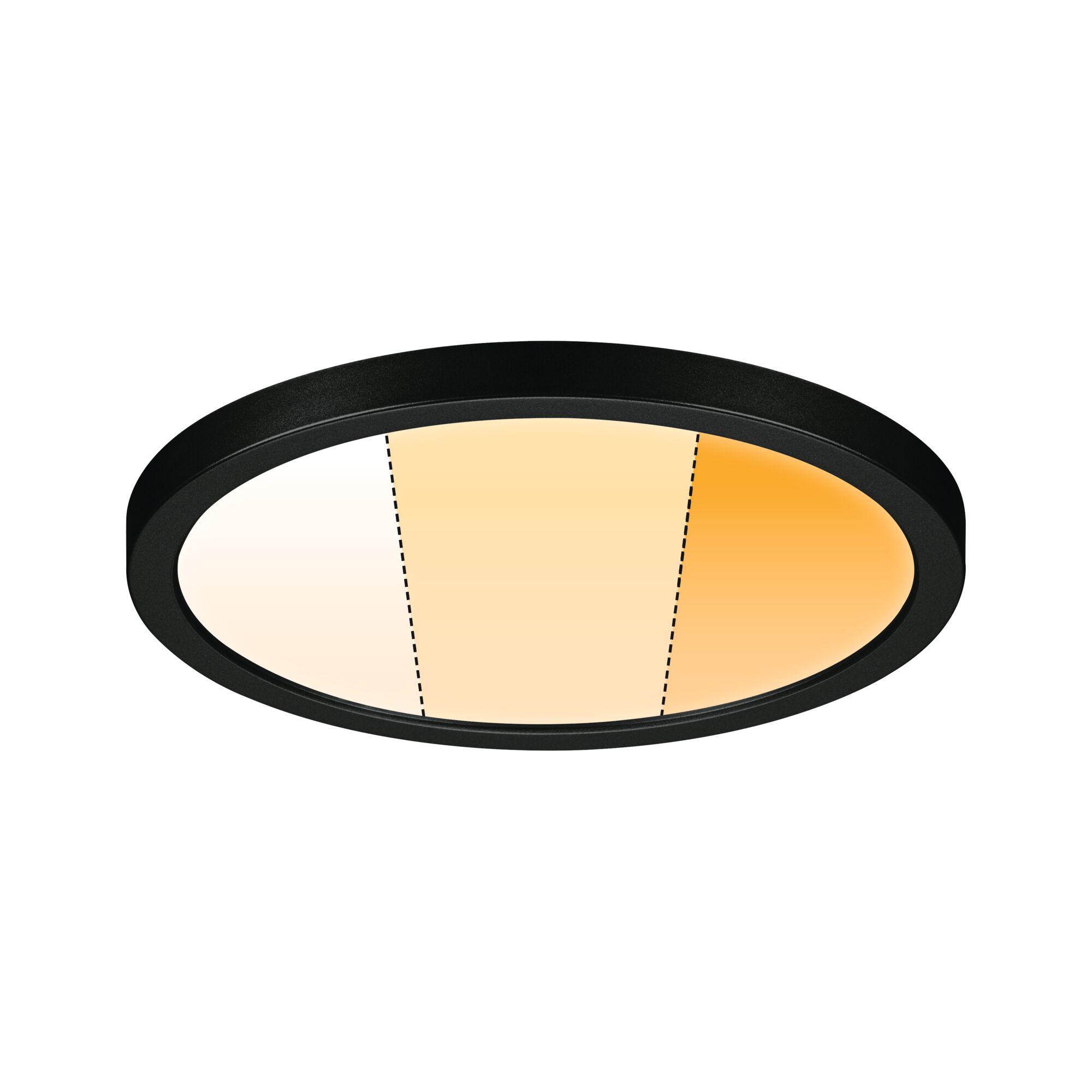 Plafonnier LED rond avec cadre noir et température de couleur réglable pour espaces de vie