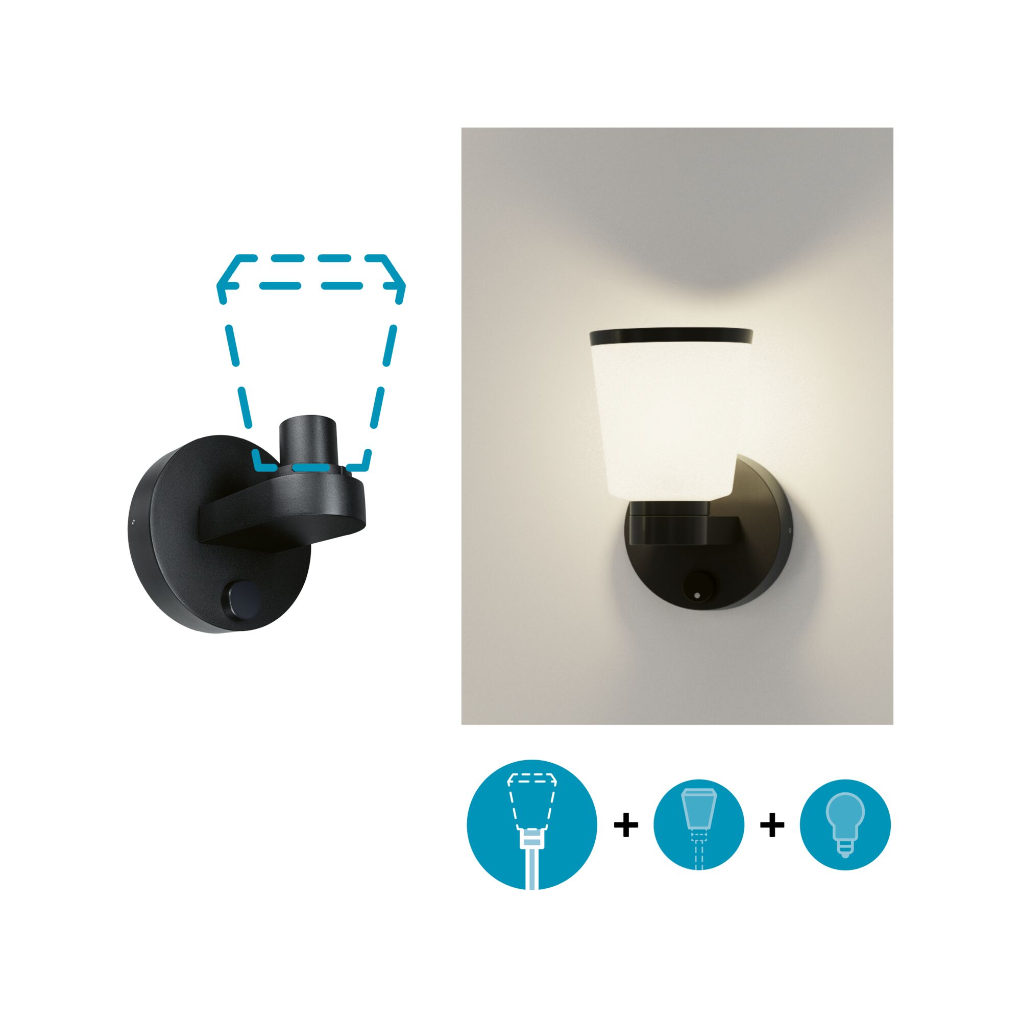 ModuShine Wall mount Single light emission IP44 round Anthracite