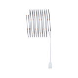Flexible white LED strip with connector cable for modern lighting decoration and illumination.