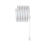 Flexible white LED strip with connector cable for modern lighting decoration and illumination.