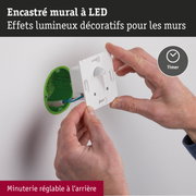 Encastre mural LED blanc avec minuterie réglable pour effets lumineux décoratifs sur murs