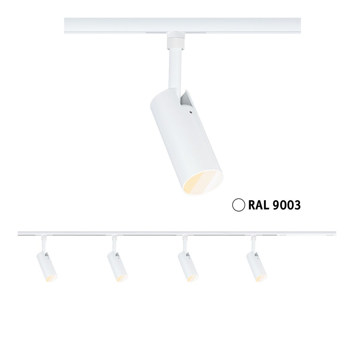 URail Spot sur rail Tubo Kit de démarrage Alimentation centrale 4x4W 230V Blanc signal