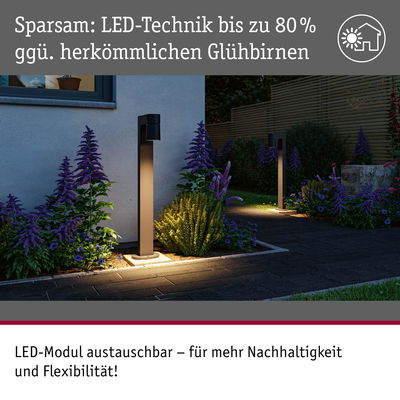 Moderne LED-Außenleuchten in Schwarz beleuchten Gartenweg mit nachhaltiger LED-Technik und austauschbarem Modul