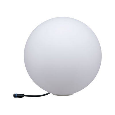 White plastic globe lamp with black cable for modern indoor lighting