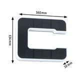 White and black C-shaped LED light measuring 160x134x32 mm for modern lighting solutions