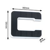 White and black C-shaped LED light measuring 160x134x32 mm for modern lighting solutions