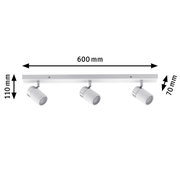 Weißer LED-Deckenstrahler mit drei verstellbaren Spots aus Metall, 600 mm Länge, moderne Innenbeleuchtung