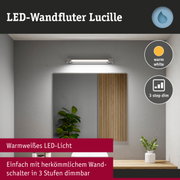 LED-Wandfluter Lucille in Weiß mit warmweißem Licht und 3-Stufen-Dimmer für Wohnraumbeleuchtung