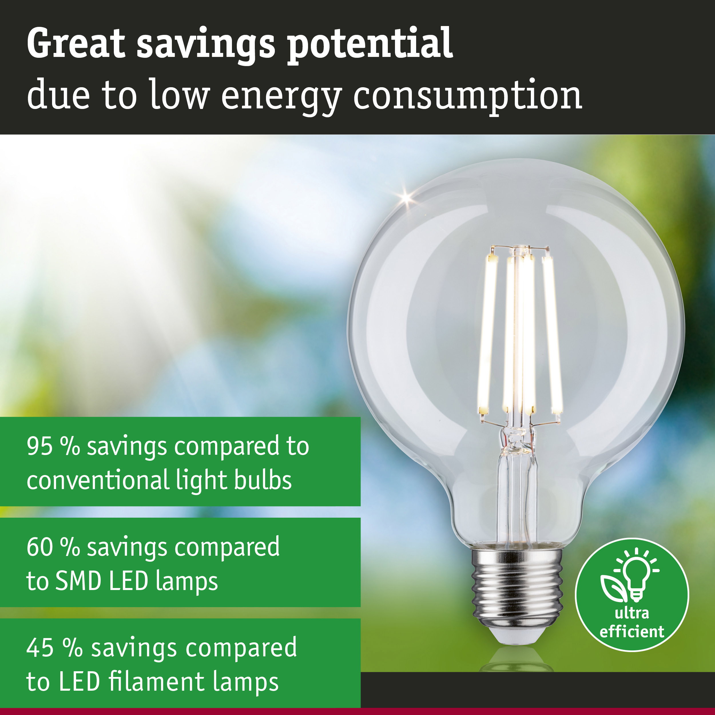Energy-saving clear glass LED light bulb with silver base, ultra efficient for sustainable lighting