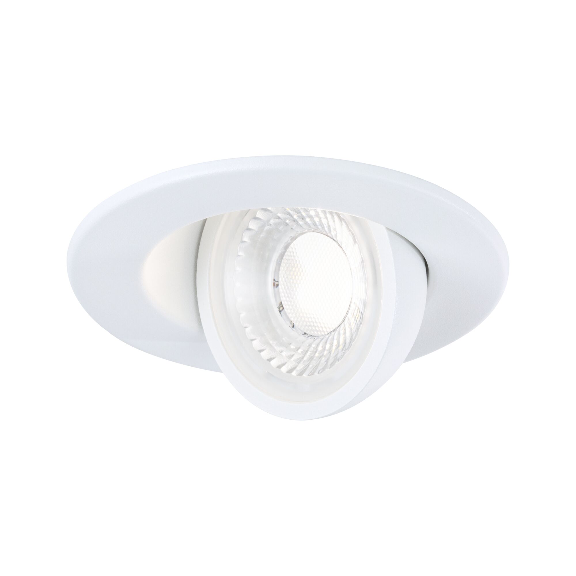 Weißer Einbaustrahler aus Kunststoff mit klarem Glas und LED-Licht für moderne Innenbeleuchtung