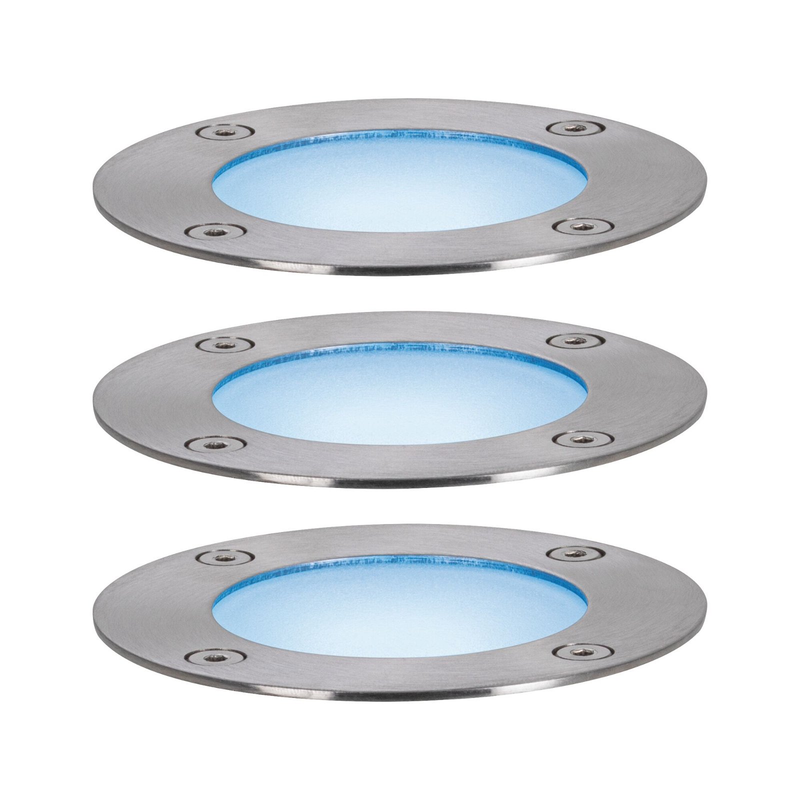 Plug & Shine LED Recessed floor luminaire Smart Home Zigbee RGBW CH Basic Set IP65 RGBW+ 3x3,7W Silver