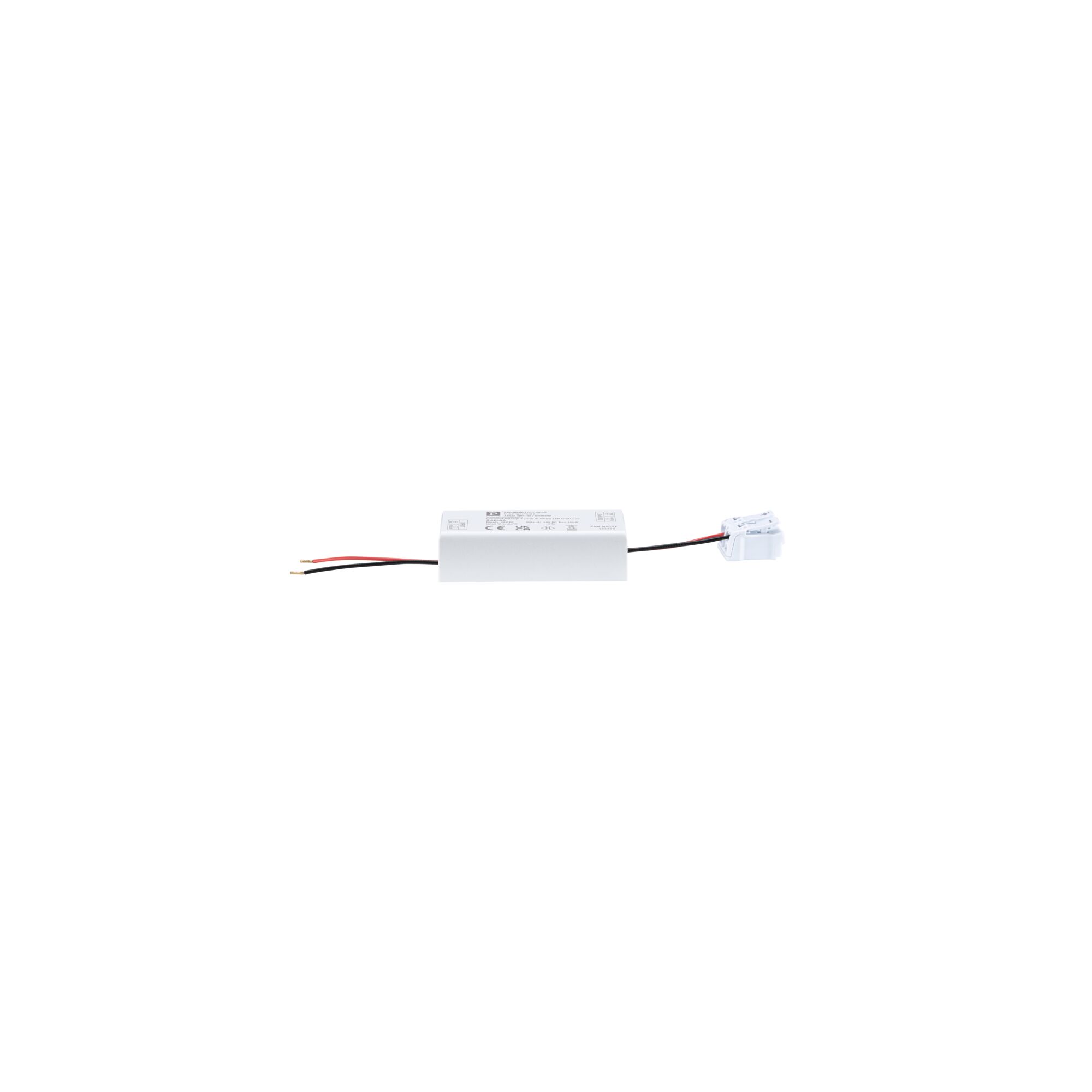 Witte LED-driver behuizing met rode en zwarte draden voor LED-verlichting