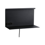 Black metal wall lamp with flat design and two knobs for adjustable LED lighting in modern interiors
