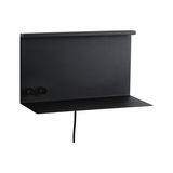 Schwarze Metall-Wandleuchte mit flachem Design und zwei Drehknöpfen für stimmungsvolle LED-Beleuchtung